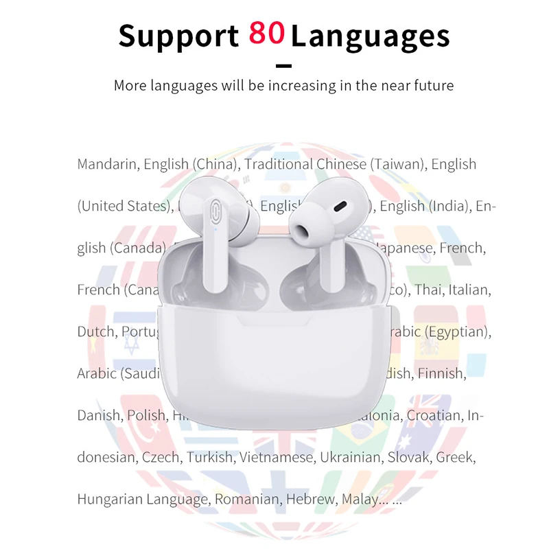 

For Travel Translation Headphones 84 Languages Instant Translate Smart Voice Translator Wireless Bluetooth Translator Earphone