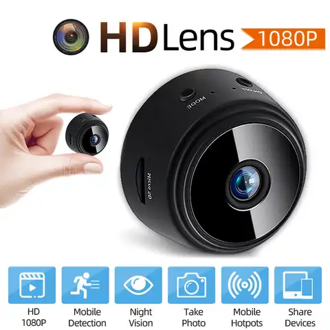 Мини-камера A9 1080P с ночным видением, детектором движения и поддержкой tf-карты