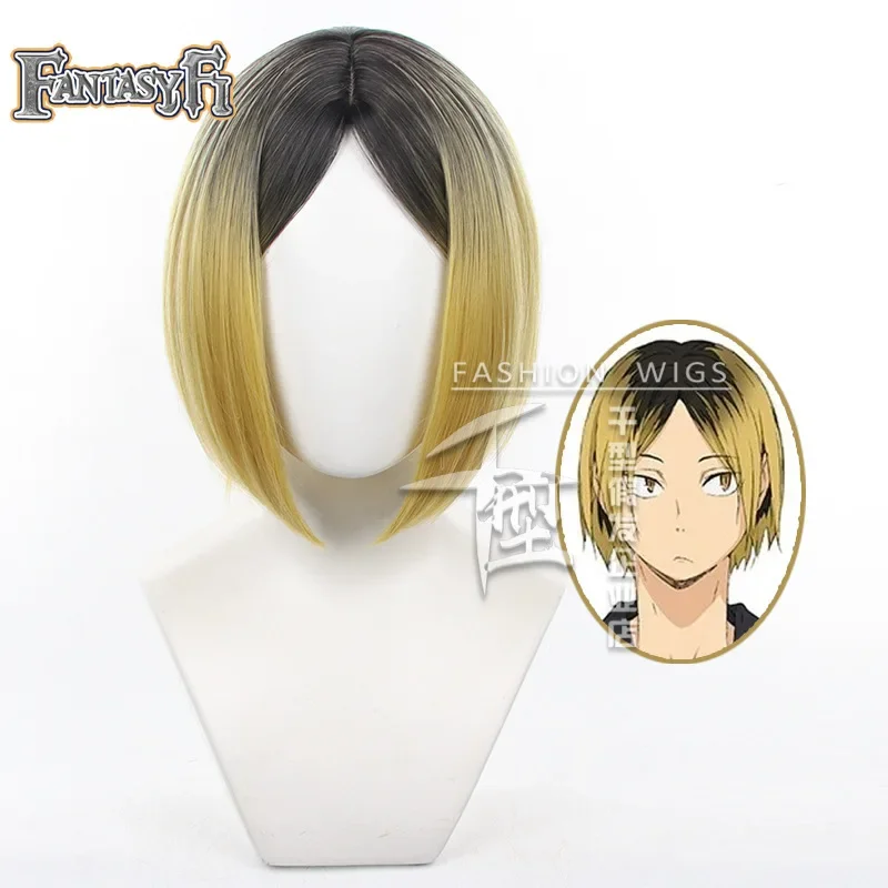Аниме Kenma Kozume Косплей Pruik 33Cm Geverfd Gradiezione Hoofdhuid Korte Pruiken Hittebest завод синтетический
