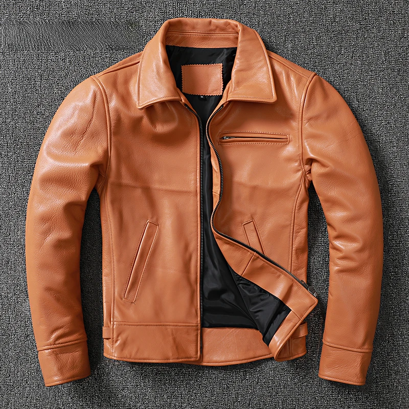

Кожаная куртка Мужская винтажная зимняя верхняя куртка из воловьей кожи мужская Тонкая Молодежная трендовая куртка с хвостом Ласточки