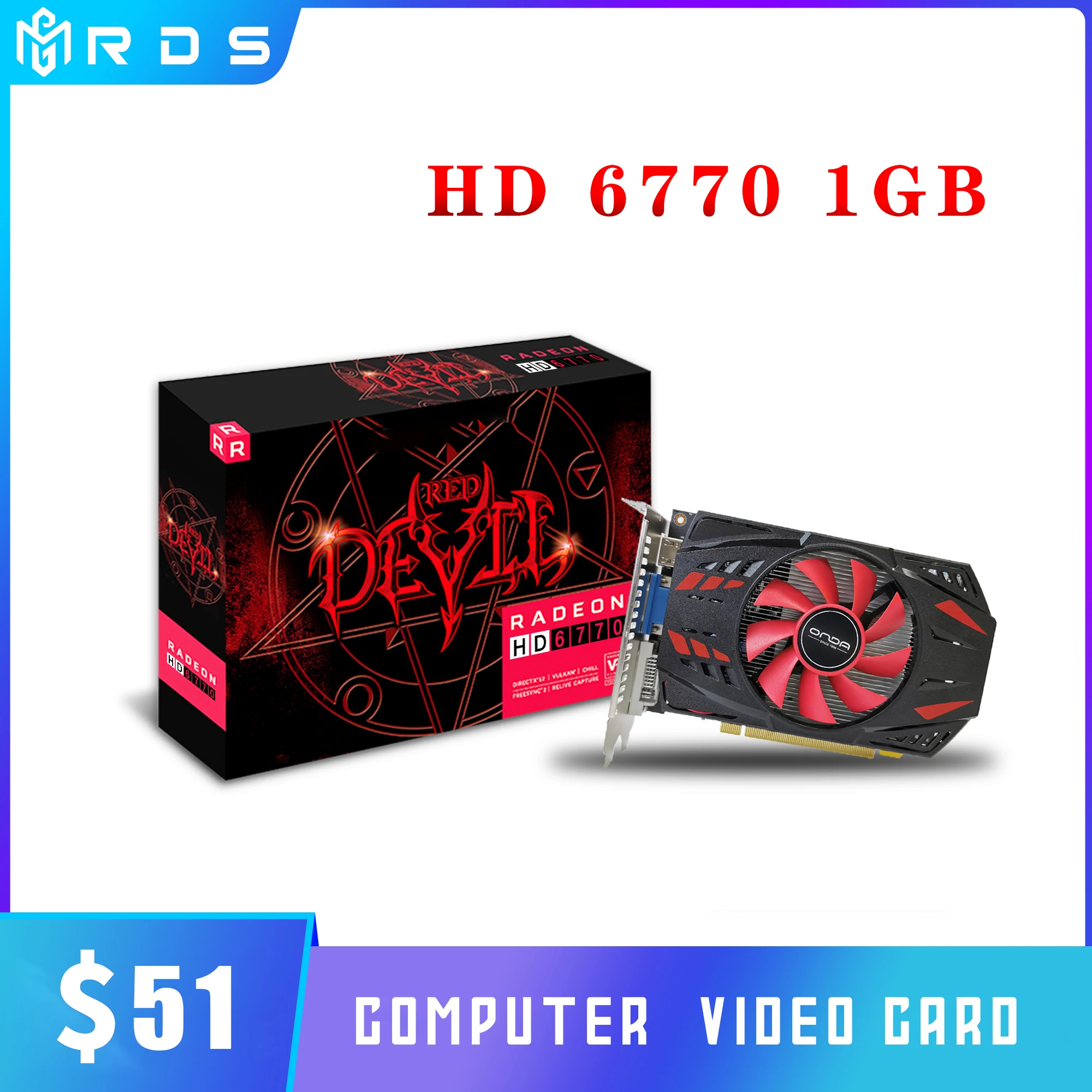 

Видеокарта HD 6770, 1 ГБ, 128 бит, GDDR5, 4800 МГц, идеально подходит для работы и игр, для ПК, GPU, настольной видеокарты