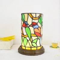 creative gift european vintage stained glass led three tone light night light hotel bedside lamp in bedside bed and breakfast