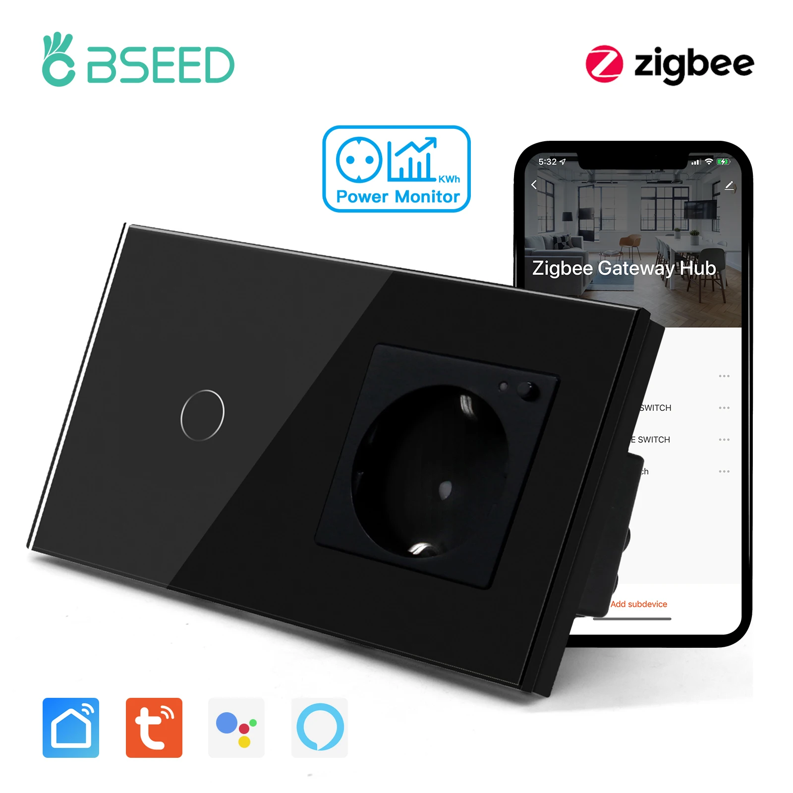 

Умные выключатели BSEED ZigBee 1/2/3 клавиши
