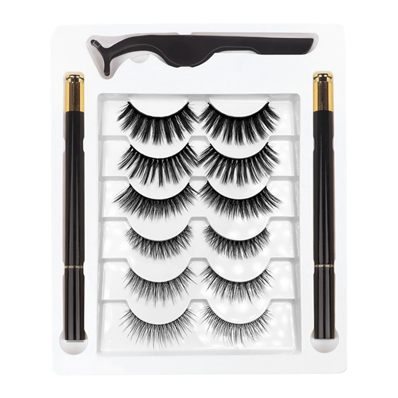 

Magnetic Eyelashes with Magnetic Eyeliner Kit, 6 Pairs of Magnetic Eyelashes with Eyeliner, 3D False Eyelashes