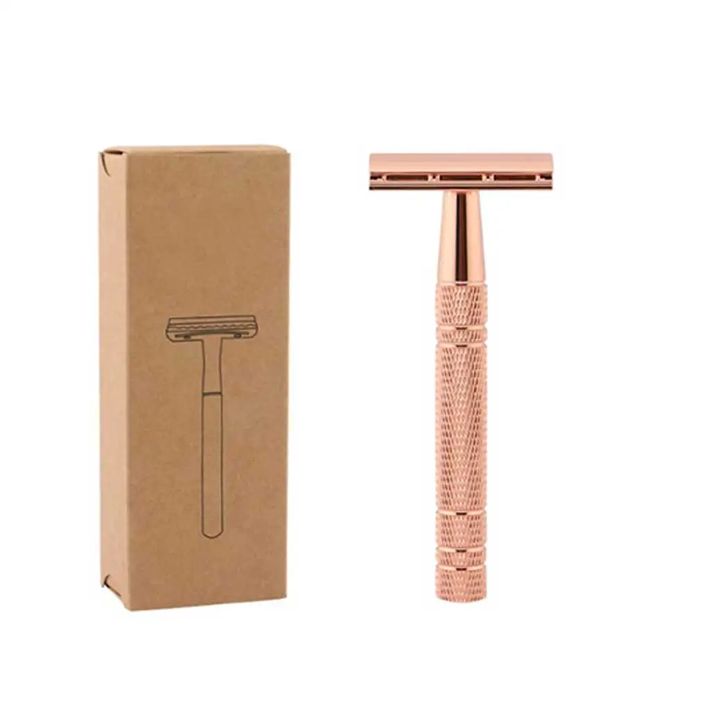 

Rose Gold Razor Classic Double Edge Safety Razor For Mens Shaving&Womens Hair Removal 5 Shaving Blades Manual Shaver