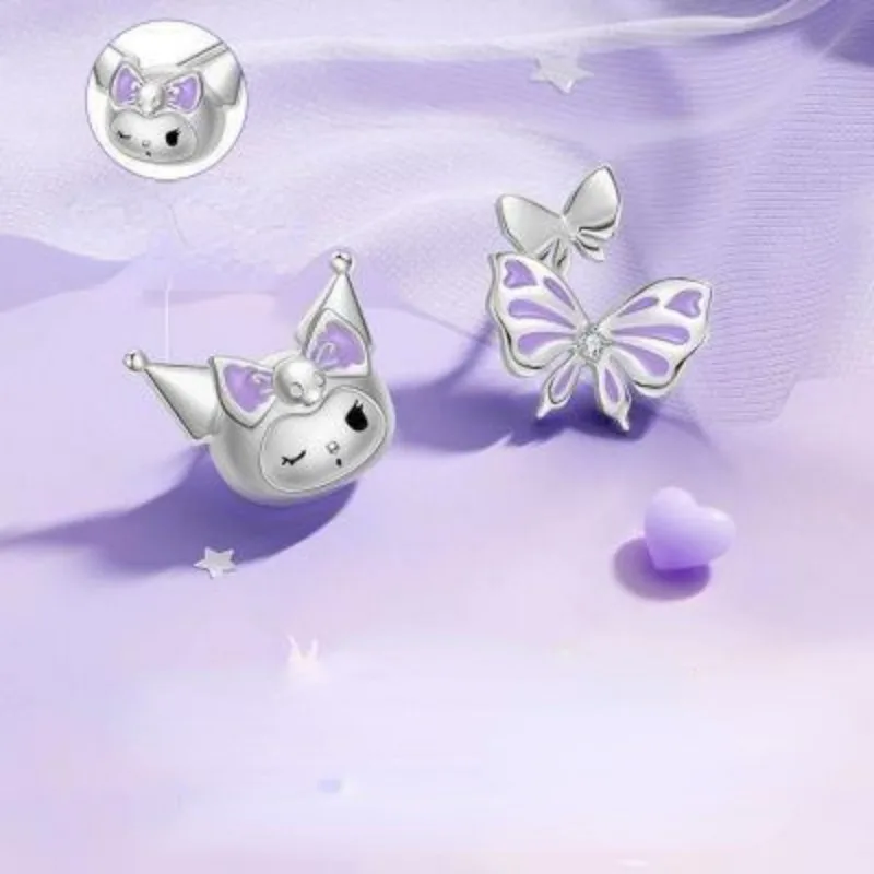 Асимметричные Серьги Sanrio Kuromi аниме серьги высокой красоты для девушек подвески с