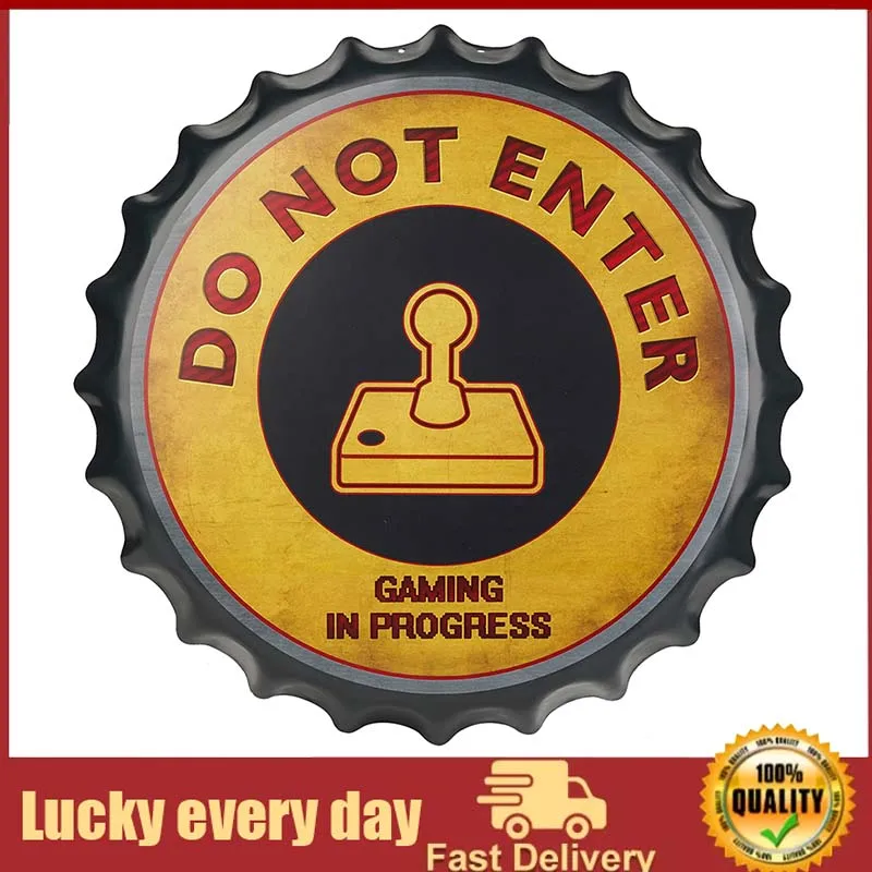 

dingleiever- Do Not Enter Beer Cap Shape Sign Decorative Bottle Caps Metal Tin Signs Cafe Beer Bar Decoration