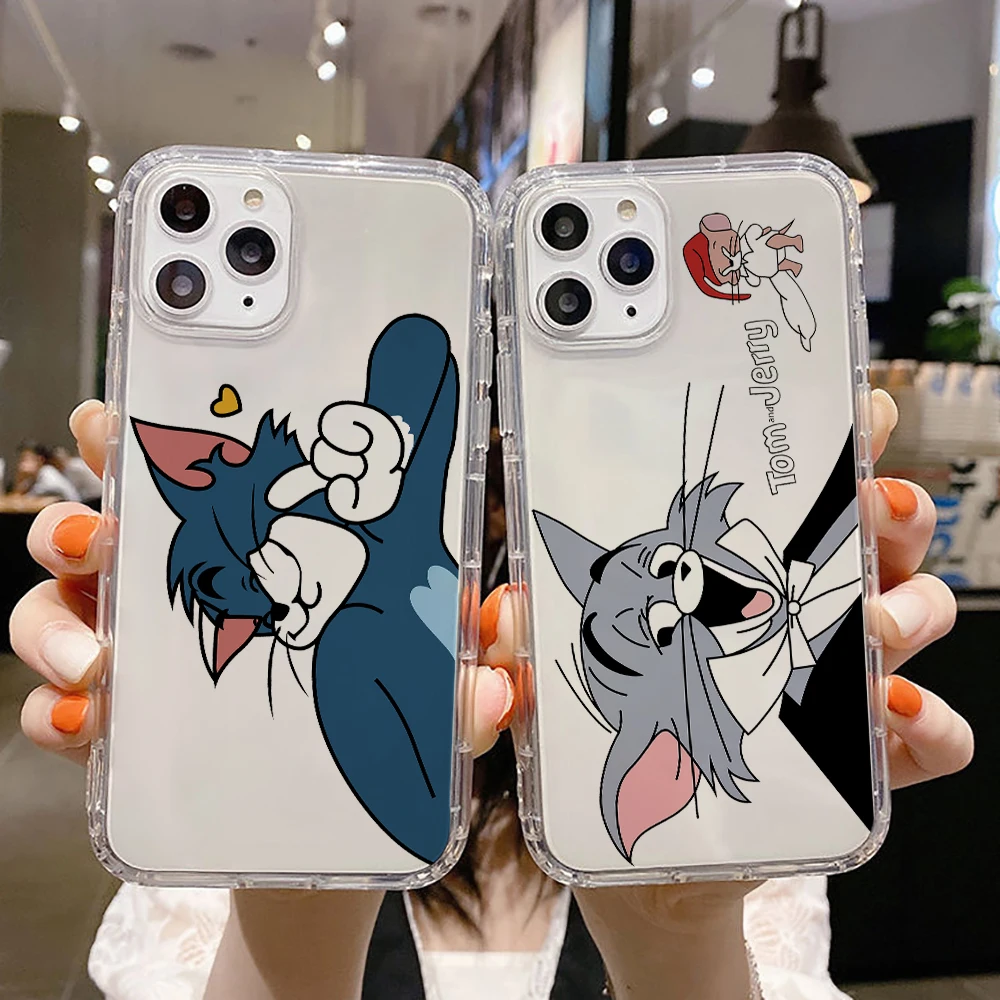 

Cute Cat Mouse Luxury Ultra Thin Clear Phone Case For Apple iPhone 11 12 13 Pro Max 12 13 Mini X XR XS Max SE 6 6s 7 8 Plus