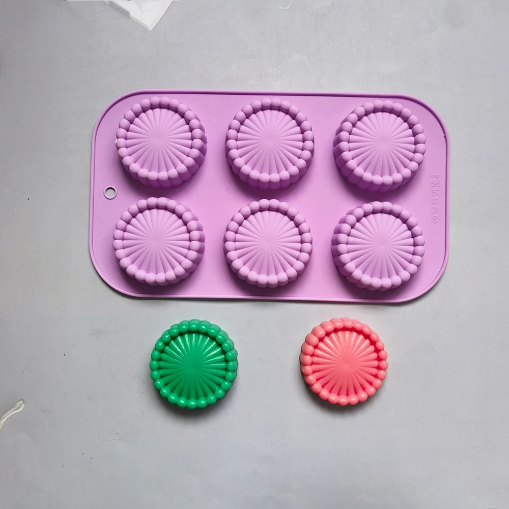 

6 Holes Silicone Cake Mold Round Cheese Bread Mooncake Baking Mould Homemade Soap Making Tools Candle Mold