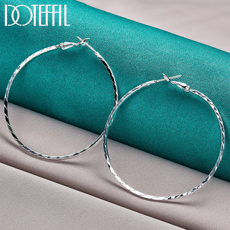 

DOTEFFIL 925 Sterling Silver Round Big 50mm Hoop Earrings For Woman Wedding Engagement Party Fashion Charm Jewelry