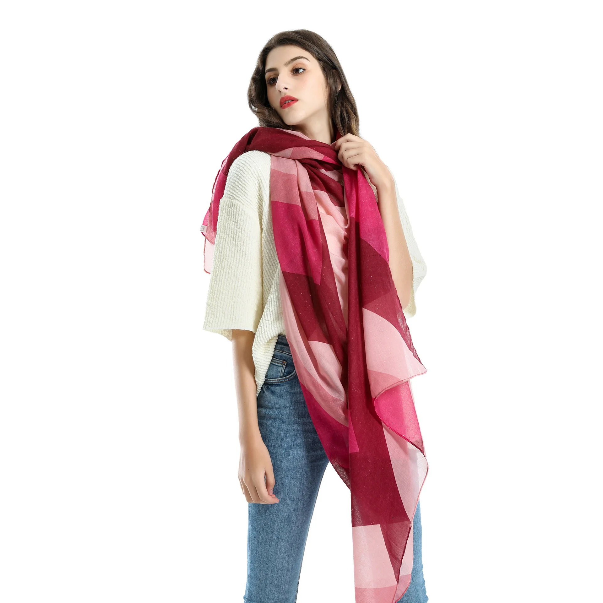

Elegant Atmosphere Shawl Geometric Pattern Small Hot Drill Soft Comfortable Scarf