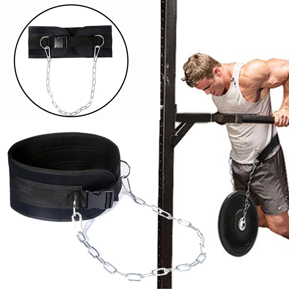 

Black Training Buckle Accessories Adjustable Weight Lifting Belt Pull Up Bodybuilding Fitness Equipment Strap With Chain Dipping