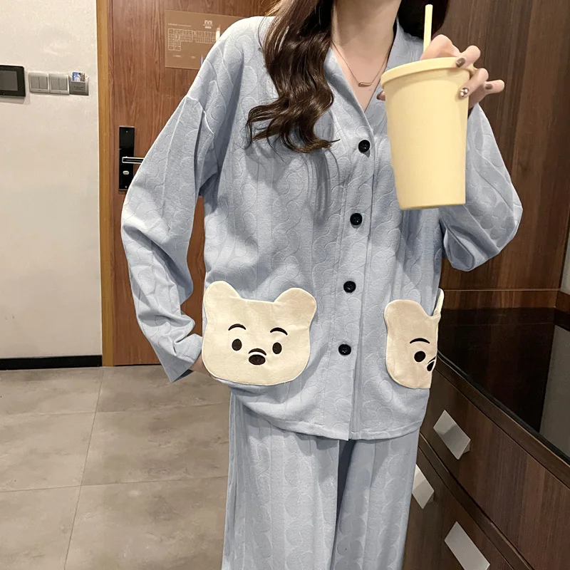 

Spring Autumn New Cotton Cartoon Daily Two Piece Suit Women Long Sleeve Comfortable Loungewear Loose Nightclothes Pajamas Set