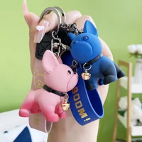 cute french bulldog keychain bag punk dog pendant resin keyring colorful car anime key chains for women trinket jewelry gift