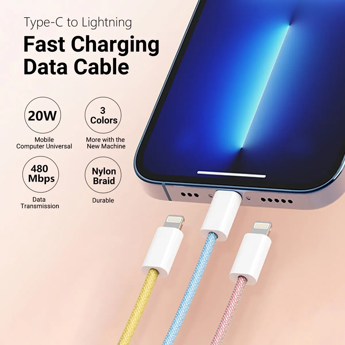 MFI Certified USB-C to Lightning Cable iPhone Fast Charger Nylon Braided 3.9 FT Cord Made for iPhone iPad Macbook and More