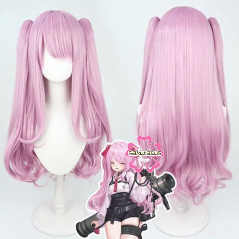 

Yuni Cosplay Wig Game NIKKE The Goddess of Victory 80cm Pink Curly Hair Heat Resistant Synthetic Halloween Wigs Accessories