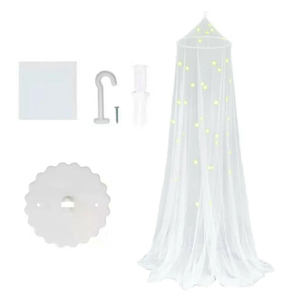 

Крышка Универсальная светящаяся в темноте для детской кроватки, навес с москитной сеткой и флуоресцентными звездами, для дома и улицы