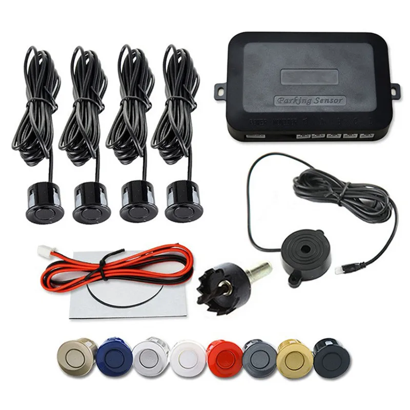 Multiple Radar Parking Sensor Kit 22mm 4 Sensors Buzzer Reverse Backup Radar Sound Alert Indicator Probe Detector Assistant Syst