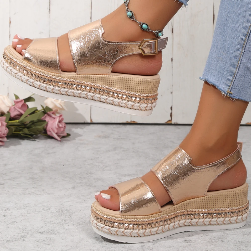 

Женские босоножки на танкетке, однотонные Босоножки с открытым носком, модная обувь для офиса и работы, 2023