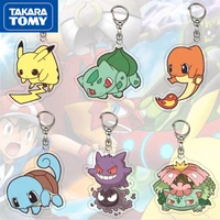 takara tomy cartoon pikachu student anti lost acrylic pendant keychain boys and girls cartoon cute portable pendant
