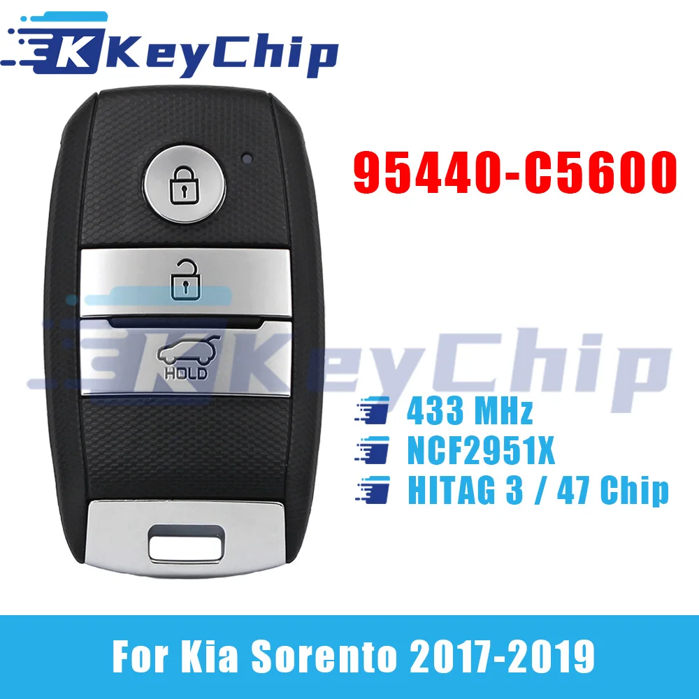 

KeyChip Pro для Kia Sorento 2017-2019, 3 кнопки, умный автомобильный ключ, 433 МГц, NCF2951X, чип HITAG 3 47 95440-C5600