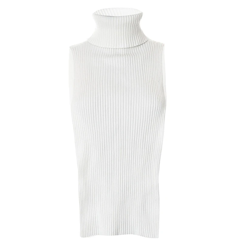 

Turtleneck Knit Tops Summer Side Opening Sleeveless Camis Women Korean Clubwear