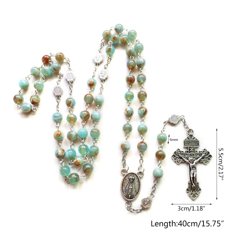 Ожерелье из четок 6 мм с распятием Иисуса Христа для католического креста кулон