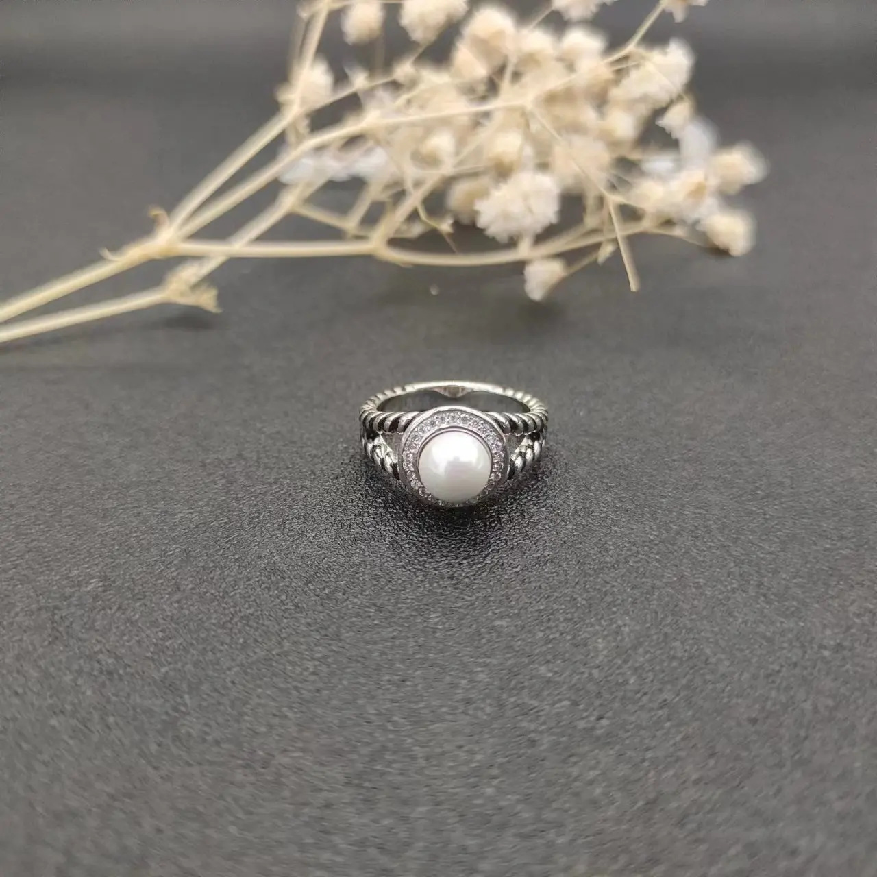 

HSC David Yurman High Quality Four Claw Pearl Women's Ring Wholesale Gift