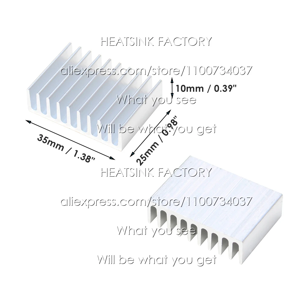 Серебристый алюминиевый радиатор охлаждения 25x35x10 мм для электронного чипа IC MOS RAM