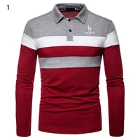 mens long sleeved polo shirt 3 color stitching t shirt 2022 new european and american casual fashion polot t shirt trend