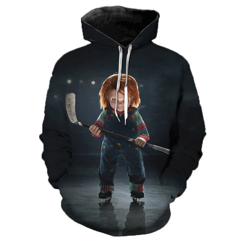 Horror Movie Chucky 3D Hoodies Style Men Brand Fashion Print Pattern Sweatshirts Autumn Long Sleeve Hip Hop Pullover Oversized