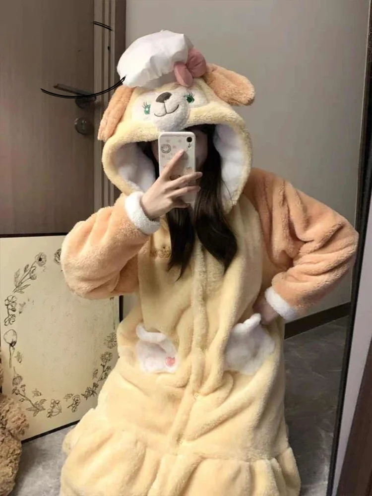 Япония GP Chef Dog Cake пижамы женские осенне-зимние коралловый флис утолщенная