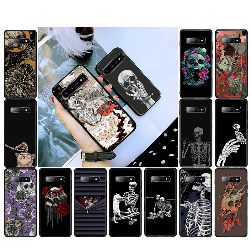 

Skull Skeleton Tattoo illustration Art Phone Case For Samsung S30 S23 S22 S20 Ultra S20 S22 Plus S11 S10 S9 Plus S21 Plus S10E