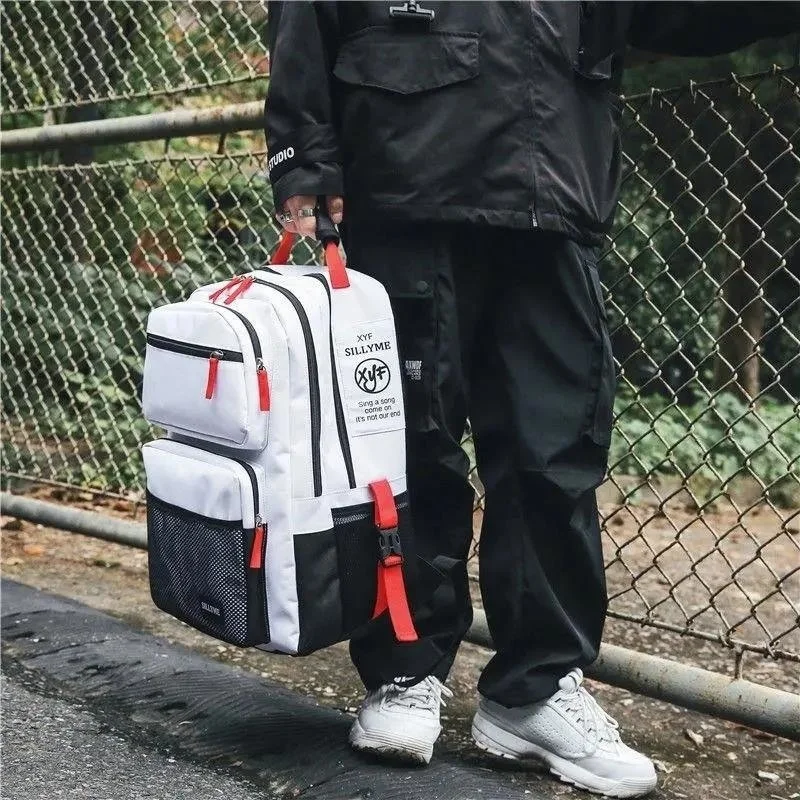 

New Black and White Stitching High School Bags for Teenage Boys Girls Travel Backpack Laptop Bag 15.6 Kids Schoolbag Backpack