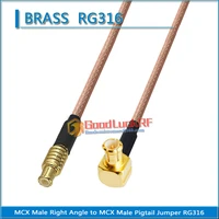 dual mcx male to mcx male right angle 90 degree plug pigtail jumper rg316 extend cable brass 50 ohm rf coaxial connector