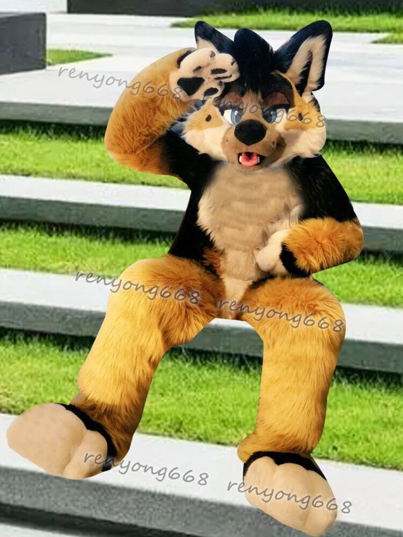 Long Fur Husky Dog Fox Mascot Costume Fursuit Halloween Fursuit Party Furry Suit Cosplay Cartoon Outfits