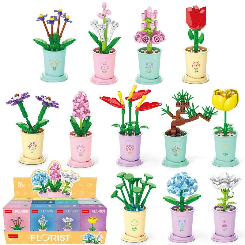 

Children's Puzzle Small Particles Assembling Flower Chinese Rose Jasmine Compatible with a Certain Height of Building Block Toy