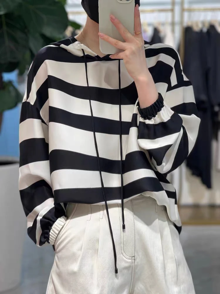 

2023 Spring/Summer Fashion New Women's Clothing Striped Hoodie 0814