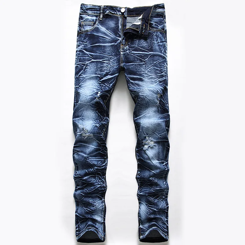 

2022 Men's Jeans Stretch Ripped Denim Trousers
