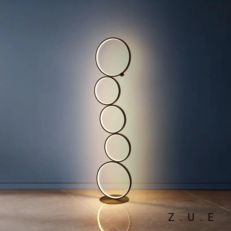 

Dimmable RGB Five-ring Floor Lamps Modern Minimalist Style Living Room Bedroom Led Standing Lights Home Decoration