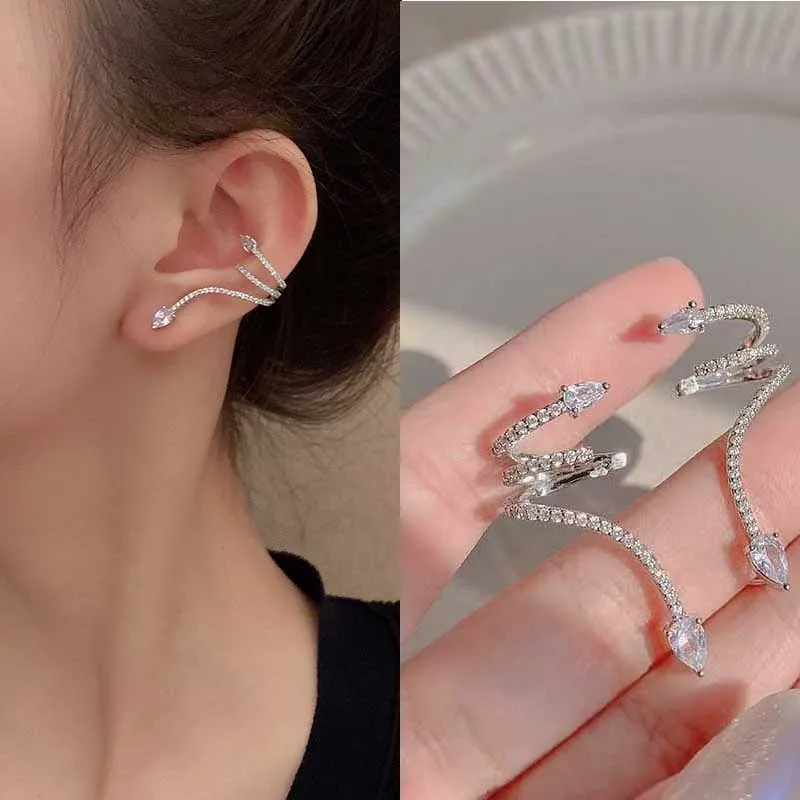 

Vintage Snake Earrings for Women Gold Color Stud Piercing Ear Clips Female 2023Trend Ear Cuffs Valentine's Day Gift Jewelry