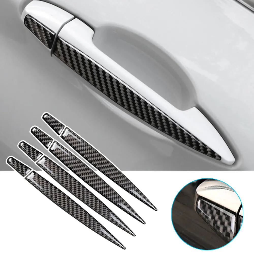 

4x Carbon Fiber Car Door Sticker Scratches Resistant Cover Auto Handle Protection Exterior Accessories Car Decor Car Sticker