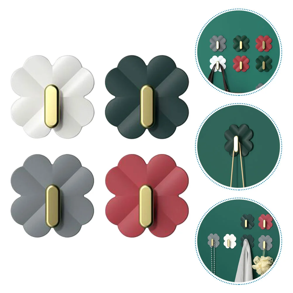 

4 Pcs Soup Spoon Hook Backpack Keychain Bathroom Hooks Kids Clothing Hangers Clover Hook Hat Wall Hanging Hook