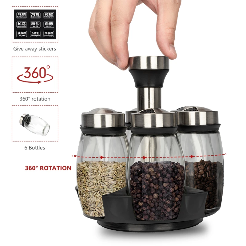 

2022New Spice Jar Glass Bottle Pepper Spice Container Seasoning Box Kitchen Rack Organizer Bottle Holder Seasoning Jars Rack Set