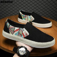 mens summer linen breathable casual flats shoes mens espadrilles loafers fashion boy canvas shoes fisherman driving footwear