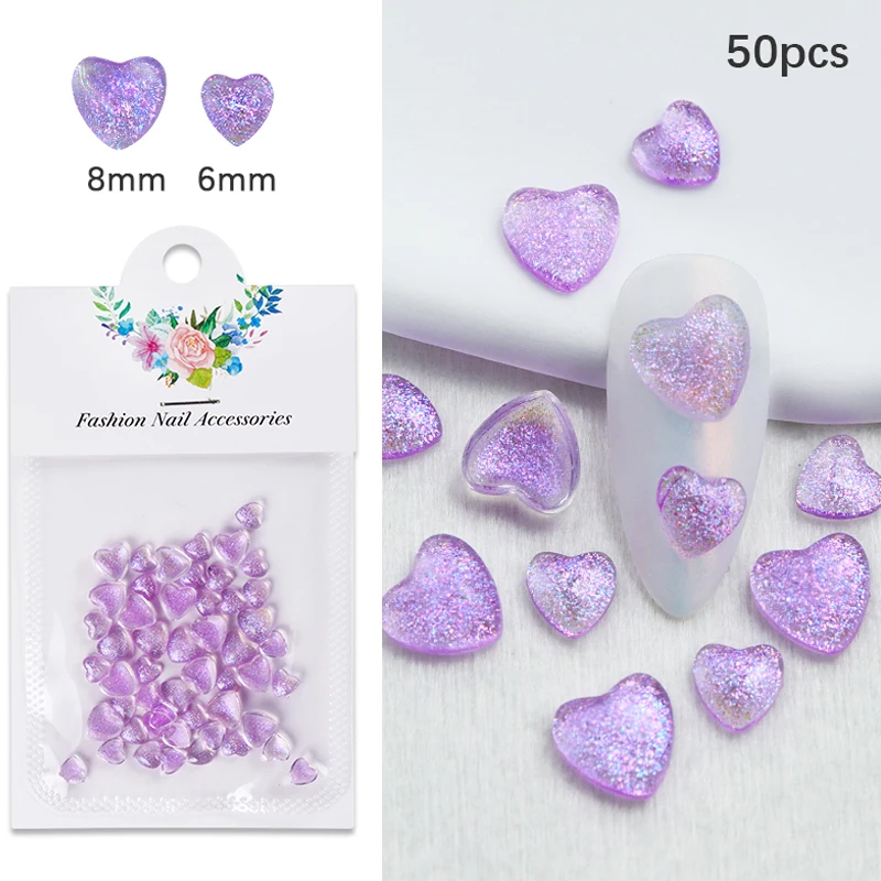 

50pcs Kawaii Resin Accessories Glitter For Epoxy Resin Love Heart Gem Diamonds Luxury DIY Parts Mermaid Jewelry Making Supplies