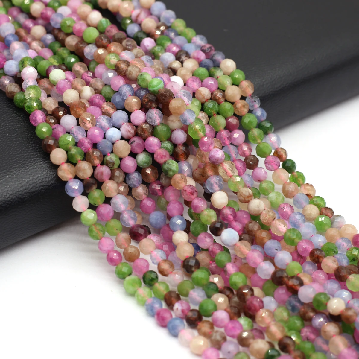 

4mm Natural Tourmalines Beads Section Round Shape Natural Agates Stone Loose Beaded for Making DIY Jewerly Necklace Bracelet