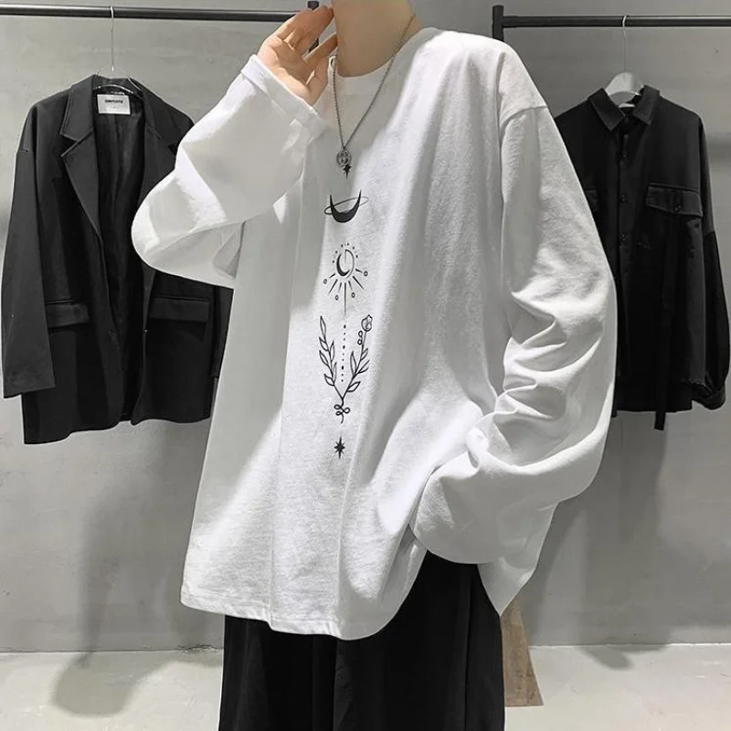 

Футболка мужская оверсайз с круглым вырезом, модная Свободная Повседневная универсальная майка с принтом для студентов, весна-осень 2023