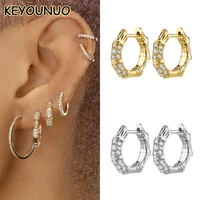 keyounuo gold filled silver color petite bamboo zircon hoop earrings for women cz punk rock earring party jewelry wholesales