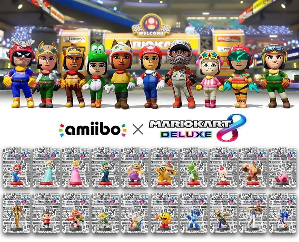 

20pcs Mario Kart 8 amiibo nfc card unlocks limited clothing linkage card a full set of 20 racing cards NS spot